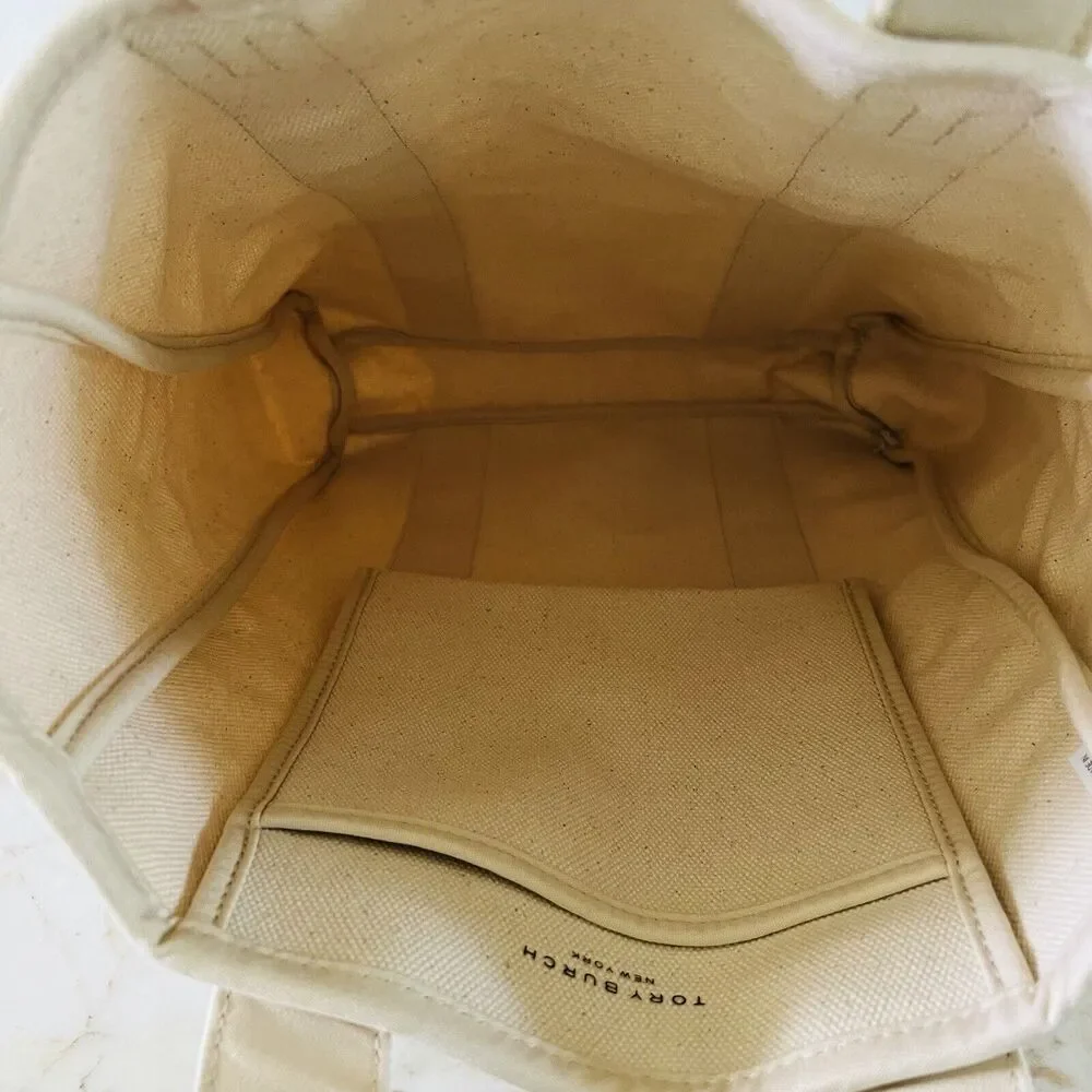 TORY BURCH Mercer Natural Canvas Medium Tote Bag